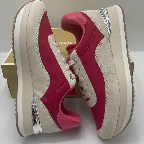 Michael Kors HATTIE TRAINER
NYLON
49T5HAFS3D Dark Raspberry Platform Sneakers - Picture 11 of 16